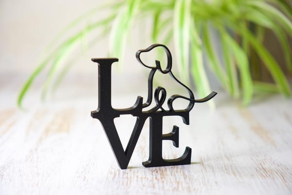 Stilvolle Wohnzimmer Dekoration LOVE HUND - Liebevolle Dekorationsidee Geschenkidee für Hundeliebhaber, für dein Zuhause