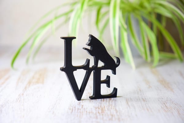 Stilvolle Wohnzimmer Dekoration LOVE HUND - Liebevolle Dekorationsidee Geschenkidee für Hundeliebhaber, für dein Zuhause