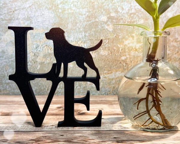 Stilvolle Wohnzimmer Dekoration LOVE HUND - Liebevolle Dekorationsidee Geschenkidee für Hundeliebhaber, für dein Zuhause