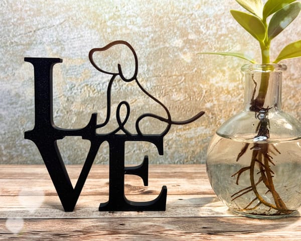 Stilvolle Wohnzimmer Dekoration LOVE HUND - Liebevolle Dekorationsidee Geschenkidee für Hundeliebhaber, für dein Zuhause