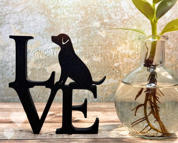 Stilvolle Wohnzimmer Dekoration LOVE HUND - Liebevolle Dekorationsidee Geschenkidee für Hundeliebhaber, für dein Zuhause