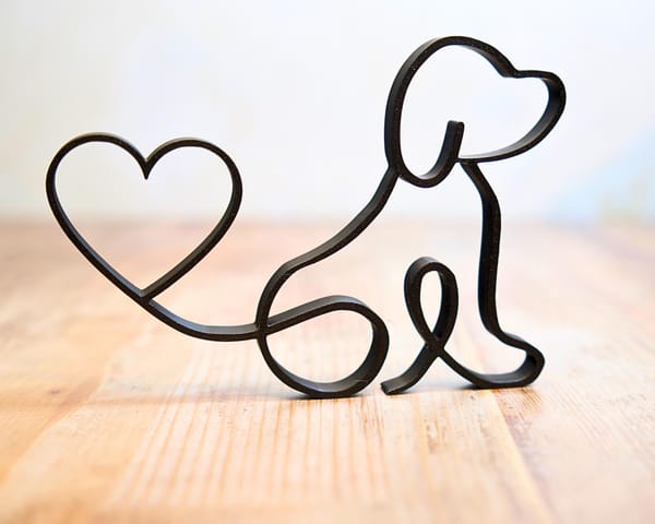 Hund - Line Art 3D Druck, Moderne Dekoration und Geschenkidee für Hundebesitzer, Adenken an verstorbene Hunde, Geschenk für Hundebesitzer