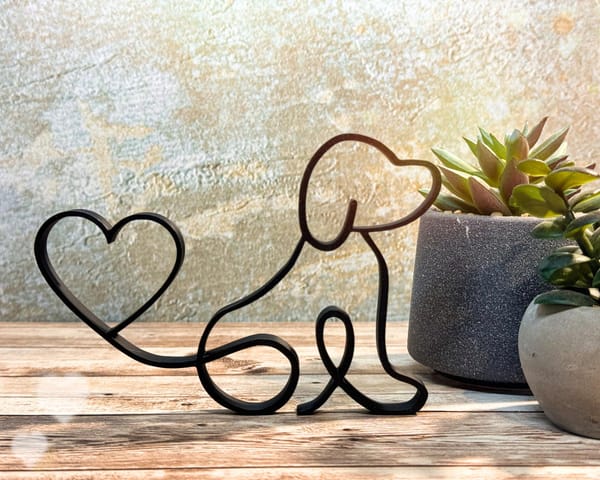 Hund - Line Art 3D Druck, Moderne Dekoration und Geschenkidee für Hundebesitzer, Adenken an verstorbene Hunde, Geschenk für Hundebesitzer