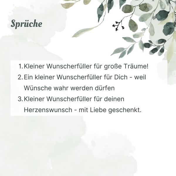 Geldgeschenk Wunscherfüller aus Holz – personalisierte Karte mit Gravur & Reagenzglas zur Einschulung, Geburtstag, Dankeschön