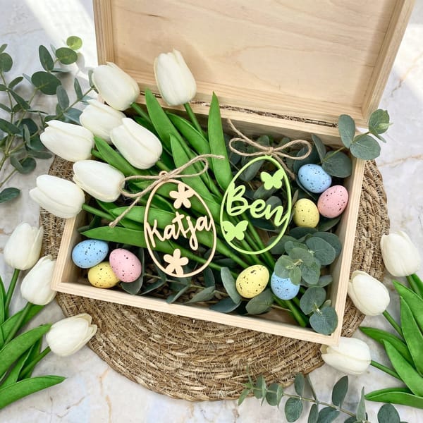 Personalisierte Osteranhänger mit Name | 3D-gedrucktes Osterei | Osterdeko Anhänger für Osterkorb & Osternest