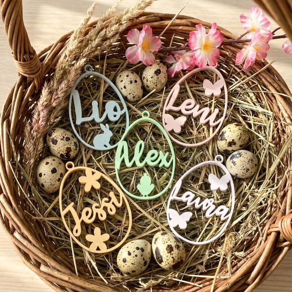 Personalisierte Osteranhänger mit Name | 3D-gedrucktes Osterei | Osterdeko Anhänger für Osterkorb & Osternest
