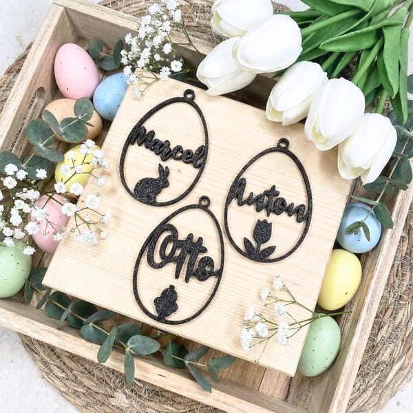 Personalisierte Osteranhänger mit Name | 3D-gedrucktes Osterei | Osterdeko Anhänger für Osterkorb & Osternest