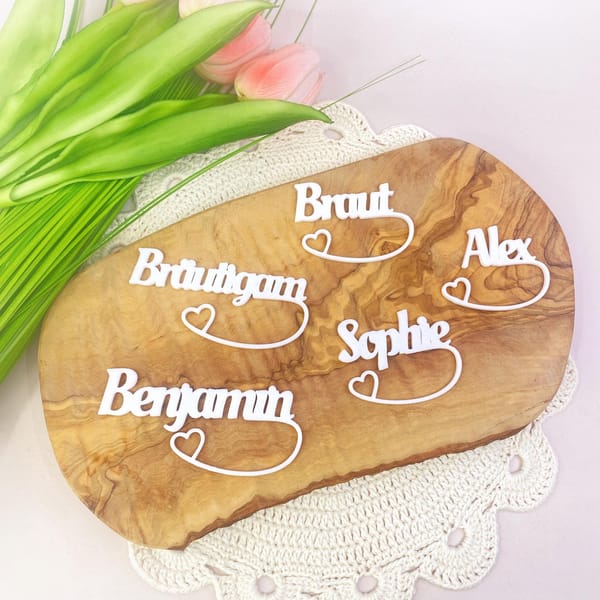 Glasmarkierer Tischkarte zum Einhängen Namensschild Personalisierter Glasanhänger Hochzeit Geburtstag Taufe Einschulung Platzkarte