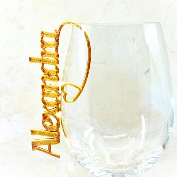 Glasmarkierer Tischkarte zum Einhängen Namensschild Personalisierter Glasanhänger Hochzeit Geburtstag Taufe Einschulung Platzkarte