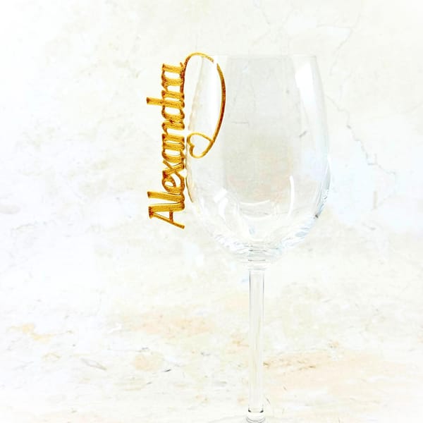 Glasmarkierer Tischkarte zum Einhängen Namensschild Personalisierter Glasanhänger Hochzeit Geburtstag Taufe Einschulung Platzkarte