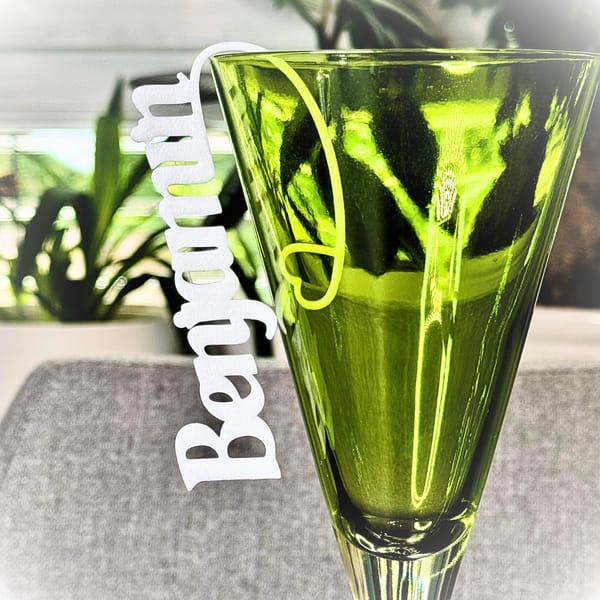 Glasmarkierer Tischkarte zum Einhängen Namensschild Personalisierter Glasanhänger Hochzeit Geburtstag Taufe Einschulung Platzkarte