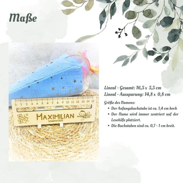 Einschulung Schulkind 2025 Personalisiertes Lineal / Lesehilfe mit Namen + Lesestreifen