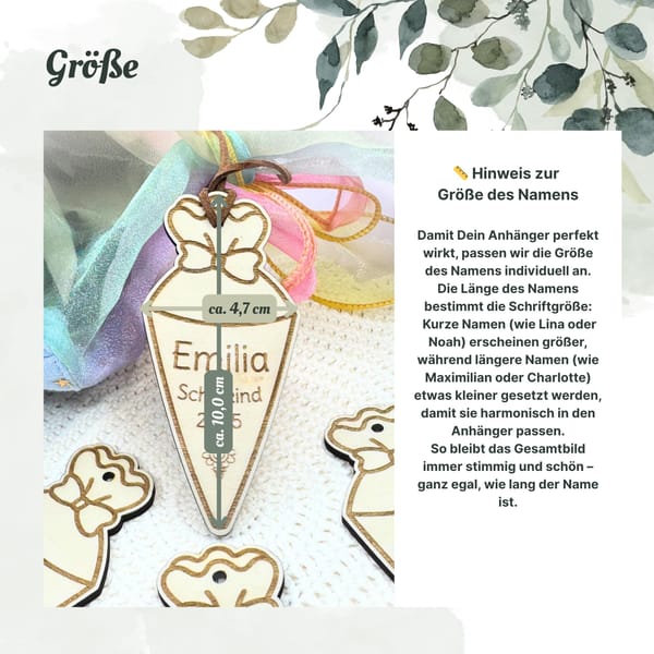 Einschulung - Schultüten Anhänger personalisiert Holz – Schulkind 2025 – Geschenk Schulanfang – Namensschild mit Symbol – Deko Erstklässler