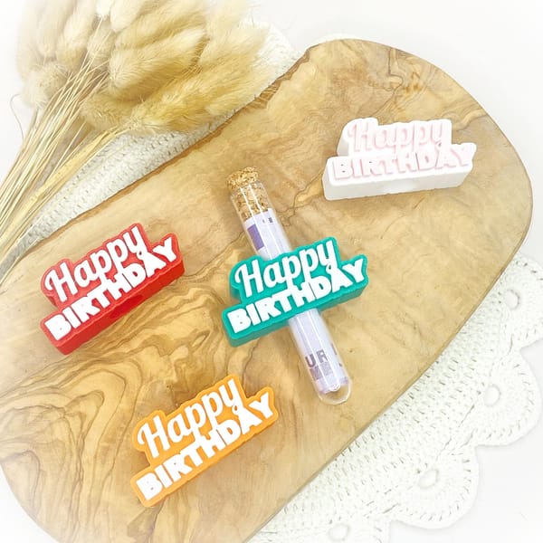 Geburtstag Geldgeschenk „Happy Birthday“ | Personalisierbar mit Reagenzglas | Originelles Geschenk zum Geburstag | Mitbringsel | Kleinigkeit