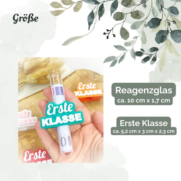 Einschulung Geldgeschenk „Erste Klasse“ | Personalisierbar mit Reagenzglas | Originelles Geschenk zum Schulanfang