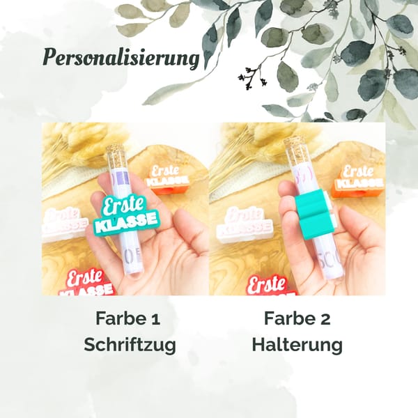Einschulung Geldgeschenk „Erste Klasse“ | Personalisierbar mit Reagenzglas | Originelles Geschenk zum Schulanfang