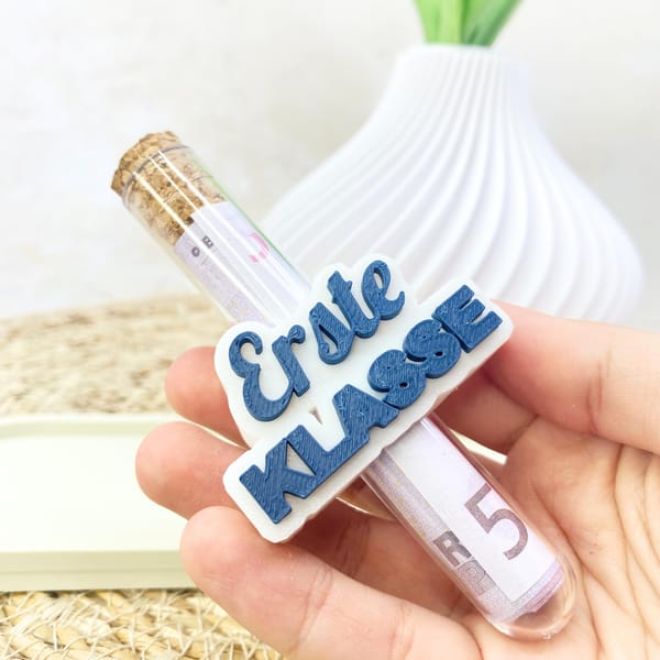Einschulung Geldgeschenk „Erste Klasse“ | Personalisierbar mit Reagenzglas | Originelles Geschenk zum Schulanfang