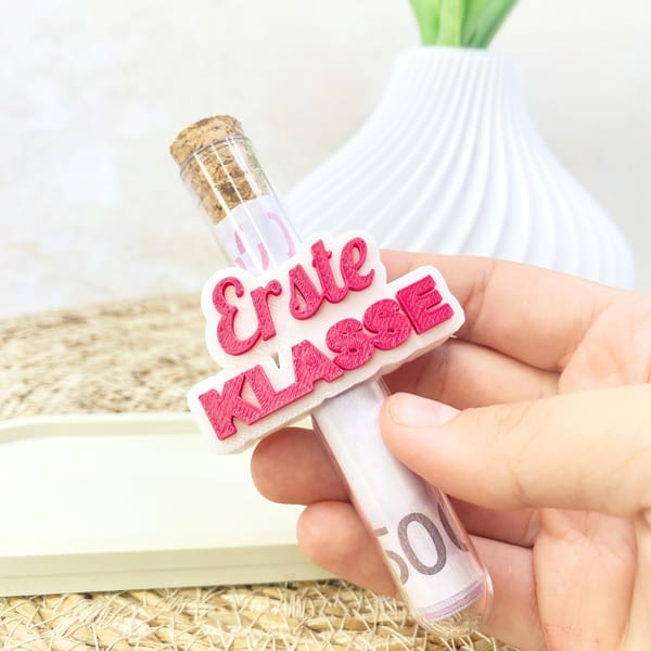 Einschulung Geldgeschenk „Erste Klasse“ | Personalisierbar mit Reagenzglas | Originelles Geschenk zum Schulanfang