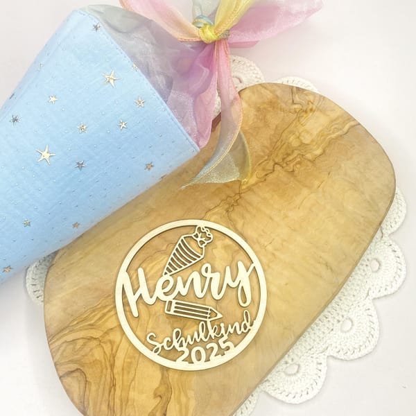 Einschulung Geschenk personalisierter Holzanhänger Schulkind 2025 mit Name & Schultüte – Türschild Deko Kinderzimmer Wanddekoration