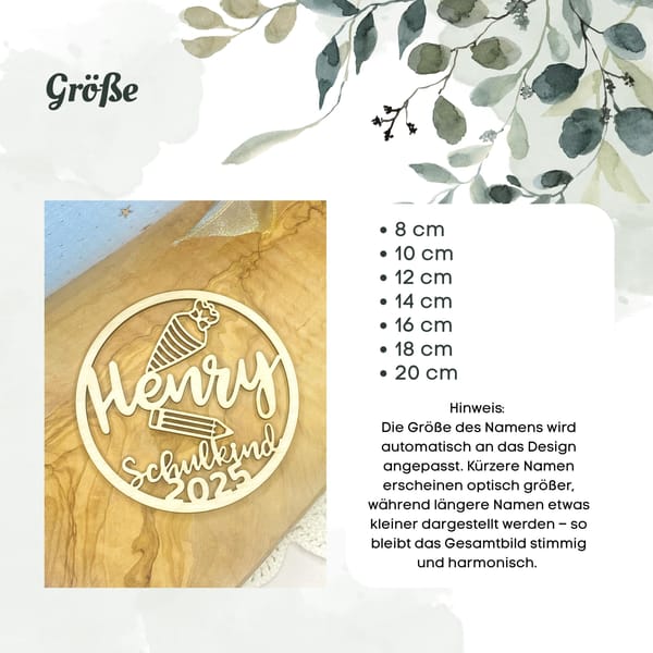 Einschulung Geschenk personalisierter Holzanhänger Schulkind 2025 mit Name & Schultüte – Türschild Deko Kinderzimmer Wanddekoration