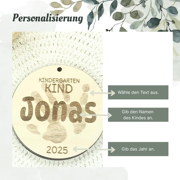 Kindergarten Anhänger 2025 Holz – Personalisiert mit Name – Geschenk Krippe Kita Kindergartenstart – Erinnerung erster Tag - Kitakind