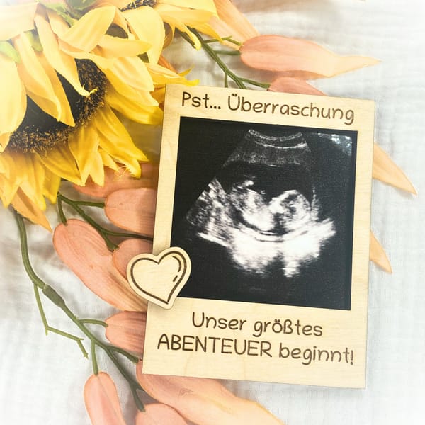 Schwangerschaft verkünden - Ultraschallbild Polaroid Fotorahmen – Du wirst Papa/Mama/Tante/Onkel/Oma/Opa – Handgemacht – 12x9 cm