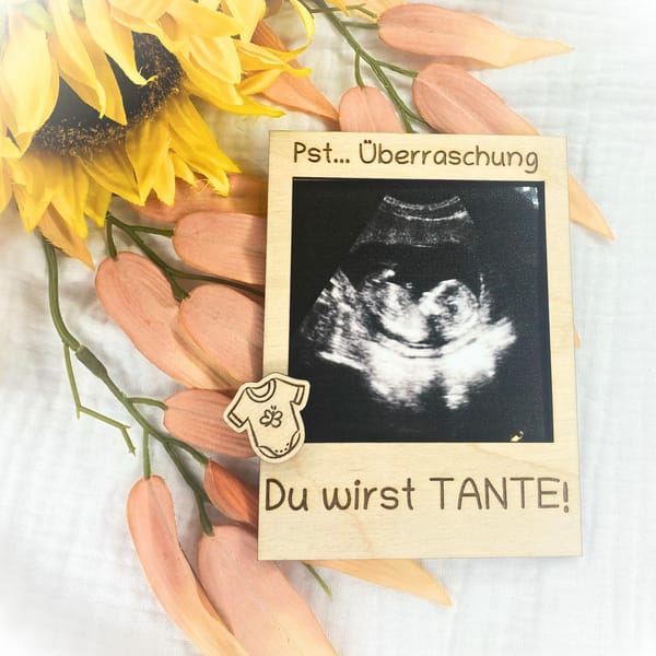 Schwangerschaft verkünden - Ultraschallbild Polaroid Fotorahmen – Du wirst Papa/Mama/Tante/Onkel/Oma/Opa – Handgemacht – 12x9 cm