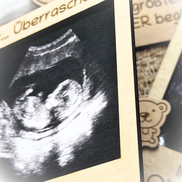 Schwangerschaft verkünden - Ultraschallbild Polaroid Fotorahmen – Du wirst Papa/Mama/Tante/Onkel/Oma/Opa – Handgemacht – 12x9 cm