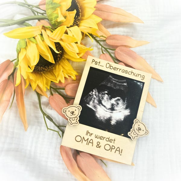 Schwangerschaft verkünden - Ultraschallbild Polaroid Fotorahmen – Du wirst Papa/Mama/Tante/Onkel/Oma/Opa – Handgemacht – 12x9 cm