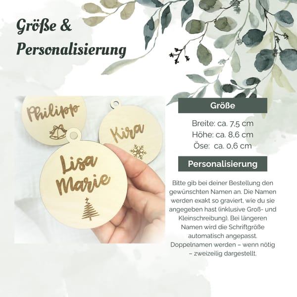 Christbaumkugel personalisierbar -  Namensanhänger - Weihnachtsbaumschmuck - Weihnachtliche Deko - Christbaumschmuck