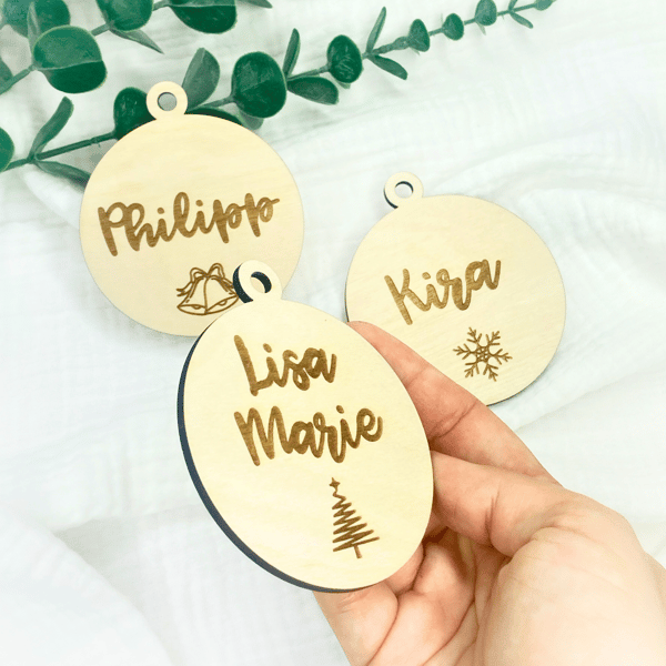 Christbaumkugel personalisierbar -  Namensanhänger - Weihnachtsbaumschmuck - Weihnachtliche Deko - Christbaumschmuck