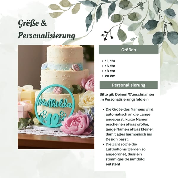 Personalisierte Geburtstagsschild Deko mit Name, Zahl und Luftballons – Wandschild Türschild Kindergeburtstag individuell