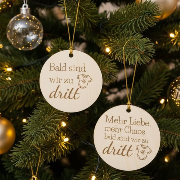 Schwangerschaftsverkündung Anhänger Bald sind wir zu dritt Holzschild Baby Ankündigung Geschenk für werdende Eltern Großeltern zu viert