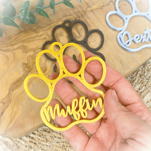 Christbaumkugel Hundepfote mit Name personalisierter Hund Anhänger Weihnachtsbaumschmuck Geschenk Hundefreunde Weihnachtsbaumkugel Haustier