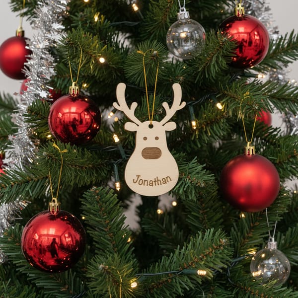 Rentier Geschenkanhänger Holz personalisiert – Namensanhänger Weihnachten – Geschenkidee & Deko aus Holz