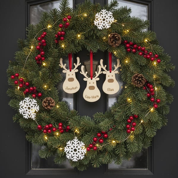 Rentier Geschenkanhänger Holz personalisiert – Namensanhänger Weihnachten – Geschenkidee & Deko aus Holz