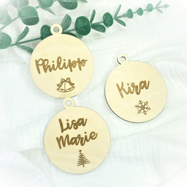 Christbaumkugel personalisierbar -  Namensanhänger - Weihnachtsbaumschmuck - Weihnachtliche Deko - Christbaumschmuck
