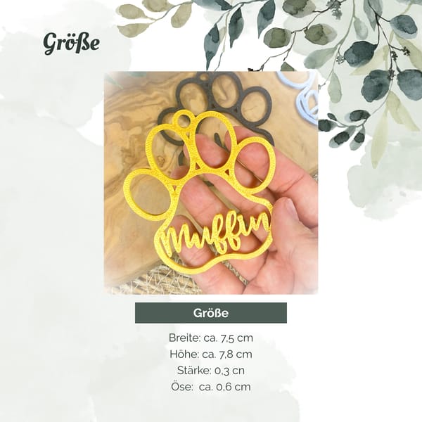 Christbaumkugel Hundepfote mit Name personalisierter Hund Anhänger Weihnachtsbaumschmuck Geschenk Hundefreunde Weihnachtsbaumkugel Haustier
