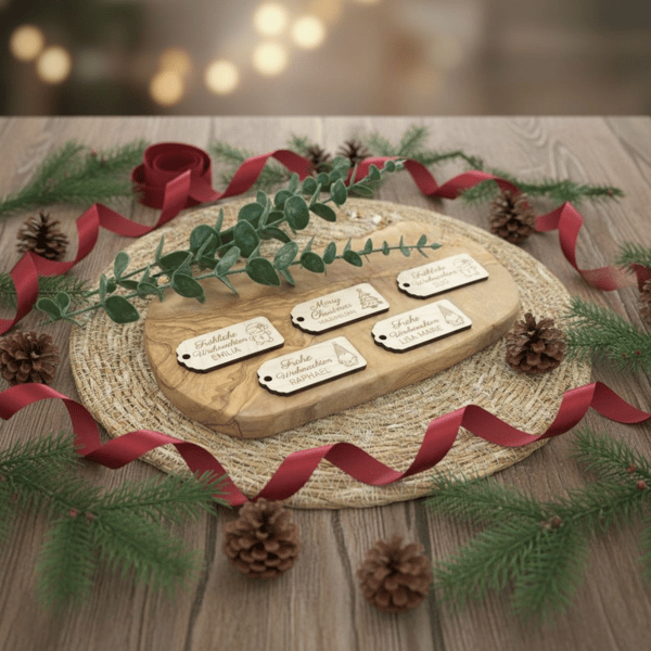 Geschenkanhänger Weihnachten Holz – Geschenk Anhänger Weihnachten mit Name – Weihnachtsanhänger Frohe Weihnachten / Merry Christmas – Gravur Deko