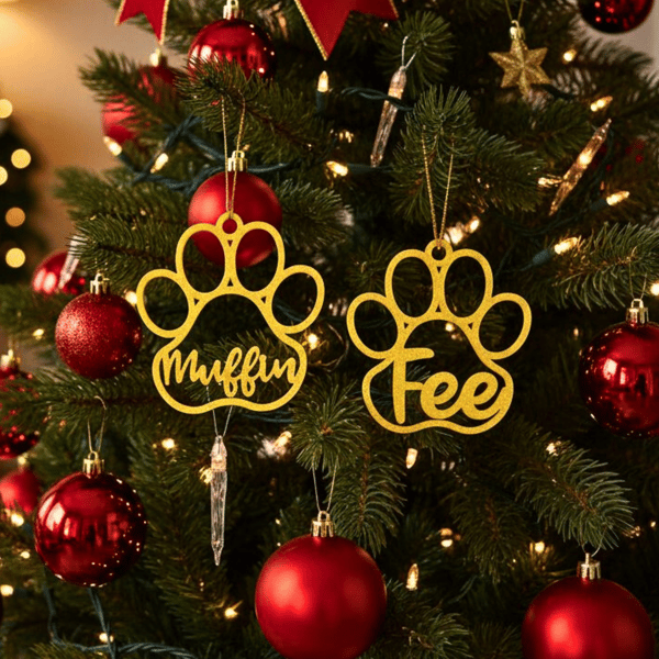 Christbaumkugel Hundepfote mit Name personalisierter Hund Anhänger Weihnachtsbaumschmuck Geschenk Hundefreunde Weihnachtsbaumkugel Haustier