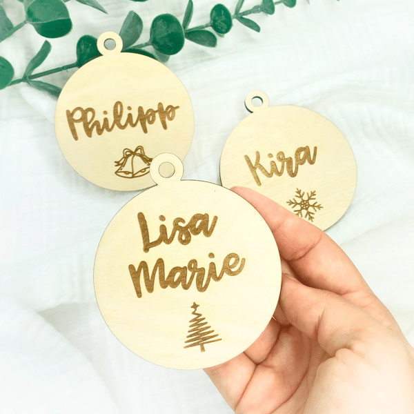 Christbaumkugel personalisierbar -  Namensanhänger - Weihnachtsbaumschmuck - Weihnachtliche Deko - Christbaumschmuck