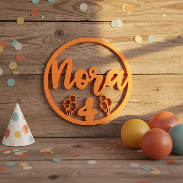 Personalisierte Geburtstagsschild Deko mit Name, Zahl und Luftballons – Wandschild Türschild Kindergeburtstag individuell