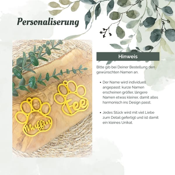 Christbaumkugel Hundepfote mit Name personalisierter Hund Anhänger Weihnachtsbaumschmuck Geschenk Hundefreunde Weihnachtsbaumkugel Haustier