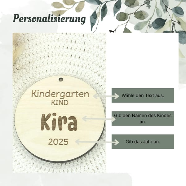 Kindergarten Anhänger Kindergartenkind Holz 2025 – Personalisiert mit Name – Geschenk Krippenkind Kitakind Einschulung Deko Erinnerung Kita