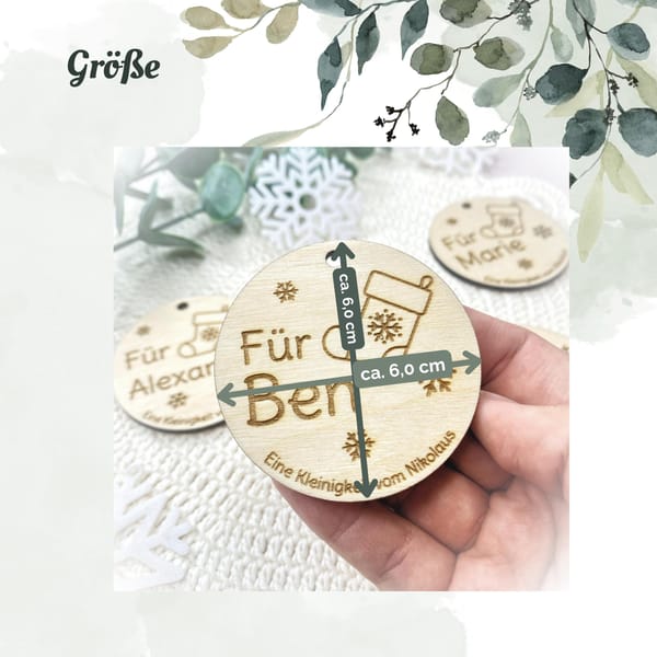 Nikolaus Geschenk personalisiert – Holzanhänger mit Name – Kleine Aufmerksamkeit – Weihnachtsgeschenk Kinder – Geschenkidee Nikolaustag