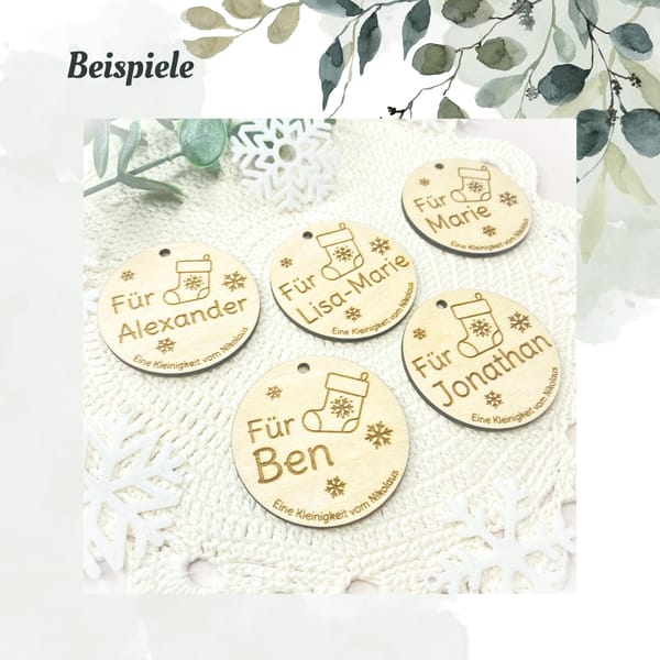 Nikolaus Geschenk personalisiert – Holzanhänger mit Name – Kleine Aufmerksamkeit – Weihnachtsgeschenk Kinder – Geschenkidee Nikolaustag
