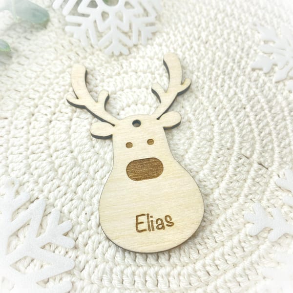 Weihnachtsbaumanhänger Rentier Holz personalisiert Christbaumschmuck mit Name Christbaumkugel Weihnachten Weihnachtsbaum Deko Geschenkidee