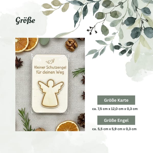 Schutzengel aus Holz -  Geschenk personalisiert – kleines Mitbringsel Mutmacher Glücksbringer – Geschenkidee Taufe Prüfung Abschied