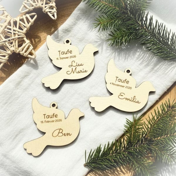 Anhänger personalisiert zur Taufe, Kommunion oder Konfirmation mit Name und Datum – Erinnerungsgeschenk