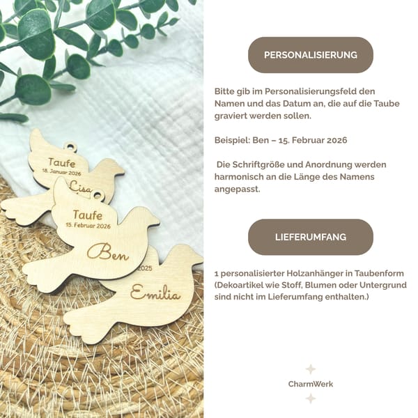 Anhänger personalisiert zur Taufe, Kommunion oder Konfirmation mit Name und Datum – Erinnerungsgeschenk